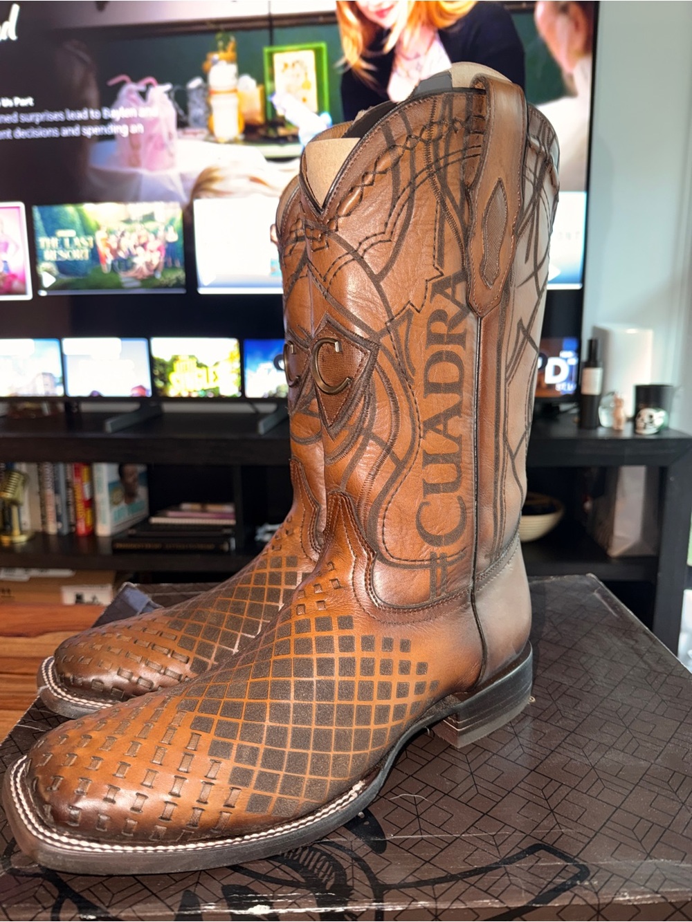 Men's Brown Leather Cowboy Boots Cuadra